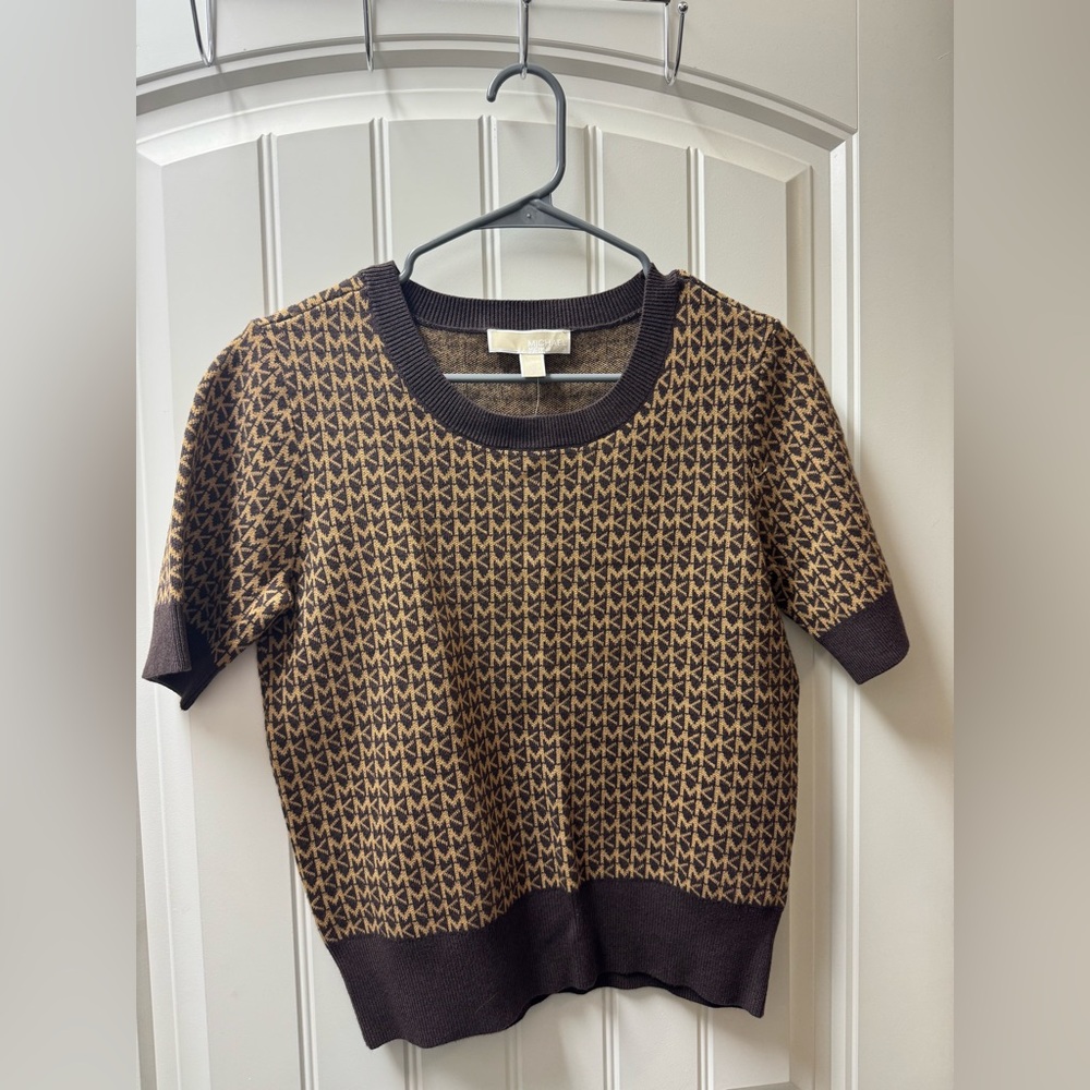 Michael Kors Chocolate and Tan Patterned Sweater